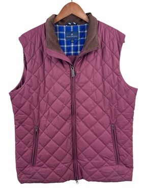 BROOKS BROTHERS Diamond Quilted Vest Thermore Corduroy Collar Red